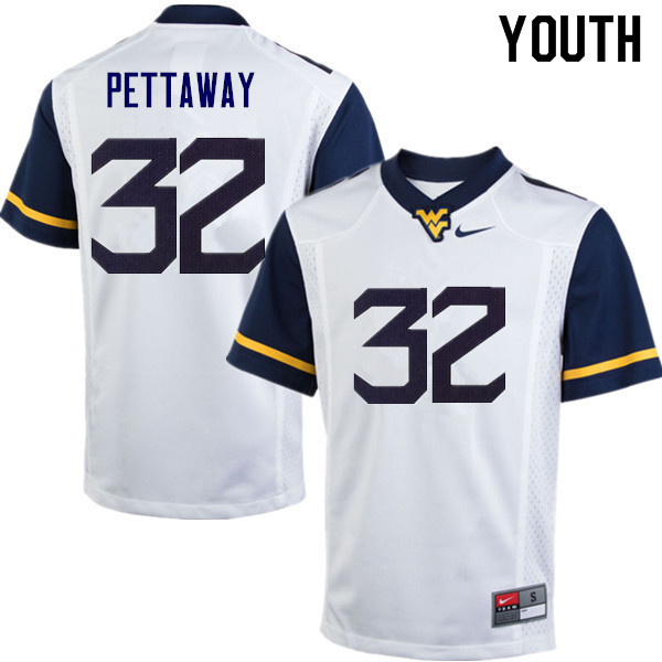 Youth #32 Martell Pettaway West Virginia Mountaineers College Football Jerseys Sale-White